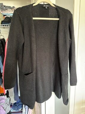 Lilly Morgan Black Open-Front Knit Cardigan